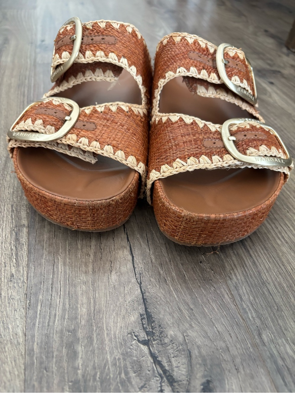 Loeffler Randall Theo sandals in brown straw natural stitch - Picture 9 of 9